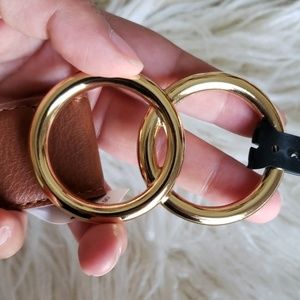 Express Accessories - Express Brown Tan Circle Gold Buckle Belt XL Express Accessories - Express Brown Tan Circle Gold Buckle Belt XL